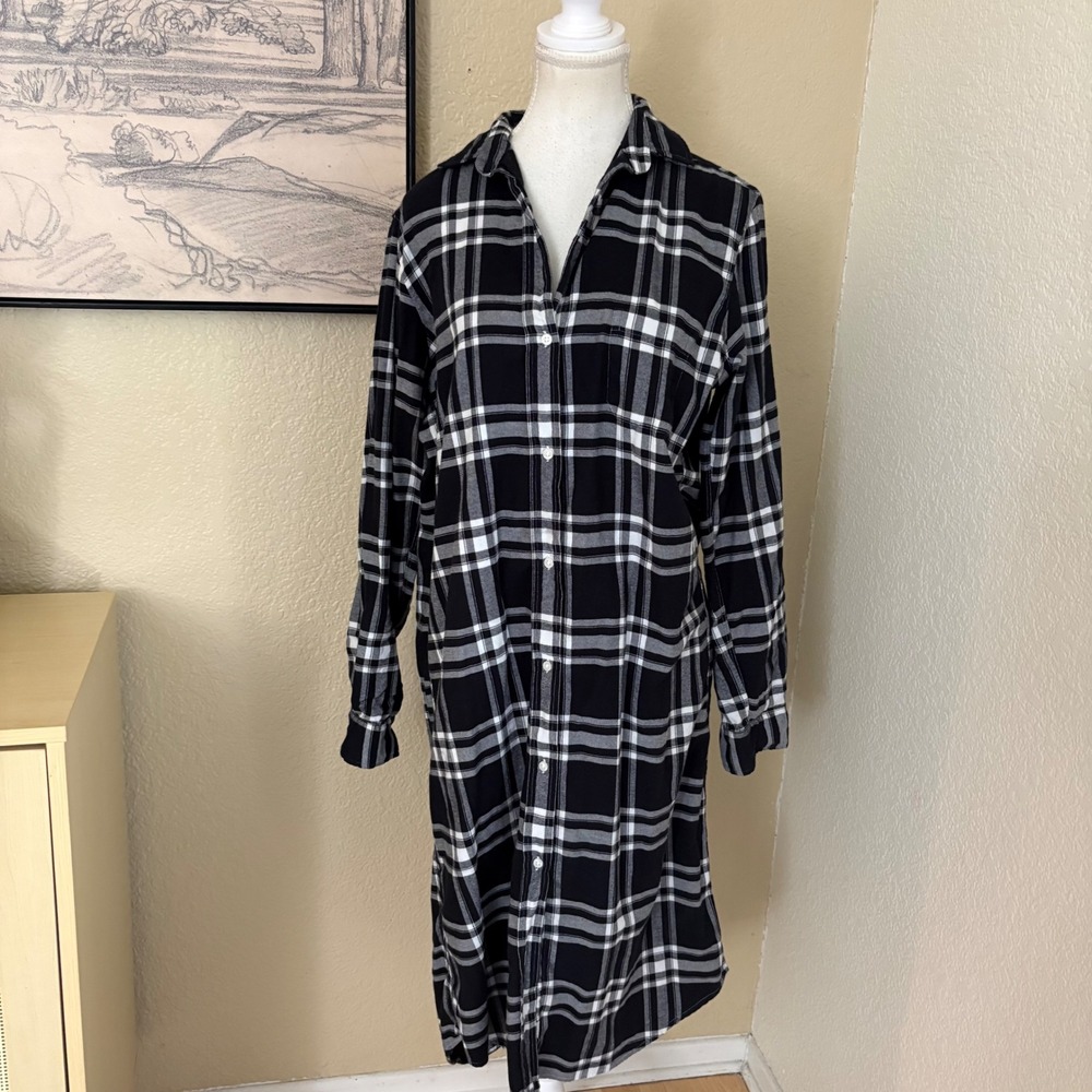 GRAYSON Plaid Midi Dress Shirt Dress Bitton Down Size 2 Small